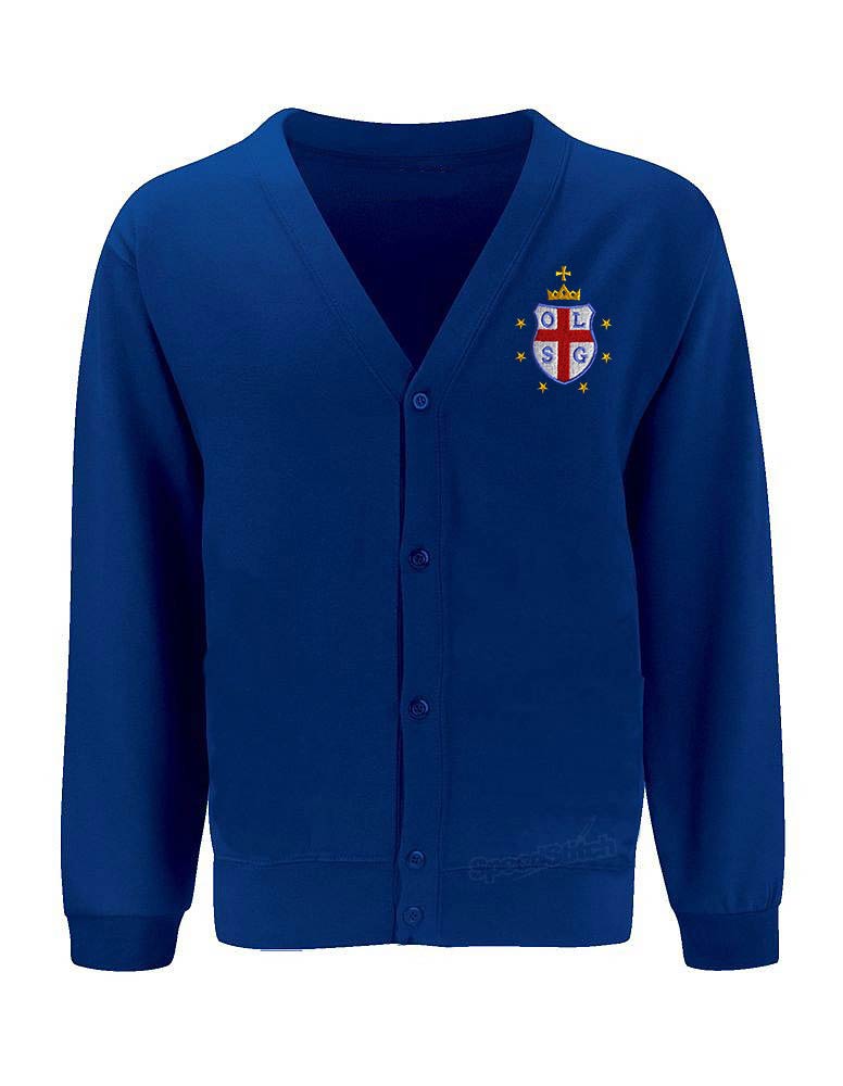 OLSG Sweatshirt Cardigan - Raglan sleeves - 2 front pockets - Lycra ribbing on cuffs welt & neck - Durable low pill fabric - Cotton inner fleece for comfort - Twin needle stitched strengthened seams - Does not fade - Self-coloured buttons - Embroidered L